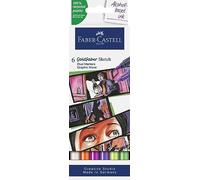 Faber-Castell 164810 - Goldfaber Sketch Marker Graphic Novel, confezione da 6 pennarelli ad alcool con punta a pennello e punta fineliner