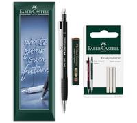 Faber-Castell Grip 1345 - Set di portamine HB da 0,5 mm, con mine polimeriche e gomme di ricambio per scrivere, schizzi, disegno tecnico e uso in ufficio (Nero)