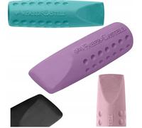 Faber-Castell Grip 2001 Eraser Rubber Pencil Cap - Confezione da 6 pezzi Select Colors (nero, turchese, viola, rosa) (nero + turchese)
