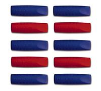 Faber-Castell Grip 2001 - Gomma per cancellare i gommini in blu/rosso, confezione da 10 (6 blu e 4 rosso)