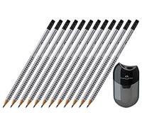 Faber-Castell GRIP 2001 - Matita HB con punta in gomma da cancellare, 12 pezzi