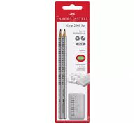 Faber-Castell Grip 2001 Set Da 2 Matite, 1 Gomma A Bordo Blister Di 3