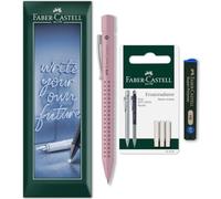 Faber-Castell Grip 2010 - Set di matite meccaniche, 3 pezzi, motivo: ombre | Mine HB da 0,7 mm, forma ergonomica e impugnatura punteggiata, ricaricabile, include mine di ricambio e gomme