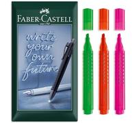 Faber-Castell Grip Textliner Evidenziatore | Evidenziatori triangolari traslucidi con inchiostro verde, arancione e rosa | Punta a scalpello da 1-5 mm | Confezione da 3 pennarelli in busta regalo