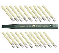 Faber Castell - Matita abrasiva con gomma in fibra di vetro, con 20 ricambi, set per una lunga durata con 20 mine Long Life Set colore
