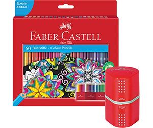 Faber-Castell, matite colorate Castle, 60 pezzi in scatola di cartone, 1 Spitzer + 60 Stifte