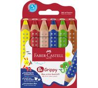 FABER-CASTELL - Matite colorate Grippy, 6 matite da disegno per bambini | Matite colorate spesse 3 in 1 con mina da 10 mm e forma triangolare ergonomica, facilmente lavabili
