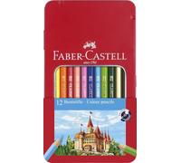 FABER-CASTELL - Matite colorate Hexagonal, 12 pezzi, astuccio metallico | Pastelli con mina resistente alla rottura e colori vivaci per bambini e adulti