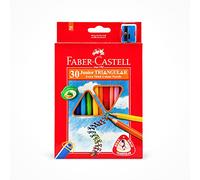 FABER-CASTELL - Matite colorate Jumbo triangolari, 30 pezzi con temperino | Matite colorate jumbo ergonomiche e resistenti alla rottura con colori vivaci per bambini