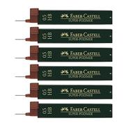 FABER-CASTELL 205040 - Set di mina Super Polymer, 6 pezzi con 12 mina ciascuno, 0,5 mm, durezza HB