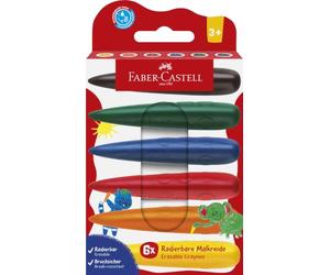 FABER-CASTELL - Pastelli a cera da usare con le dita, 6 pezzi, 3 anni | Forma ergonomica a dito per i bambini, colori vivaci e cancellabili per disegnare facilmente senza esercitare una forte