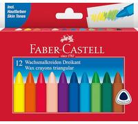 FABER-CASTELL - Pastelli a cera triangolari, 12 colori | Pastelli a cera ergonomici di forma triangolare per divertirsi a colorare e realizzare opere d’arte creative