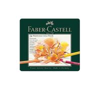 FABER-CASTELL Pastelli colorati Polychromos, set da 24 in astuccio di metallo verde scuro