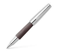 FABER-CASTELL - Penna a sfera a inchiostro e-motion in legno cromato, nero | Corpo in legno di pero con dettagli in metallo cromato e clip a molla