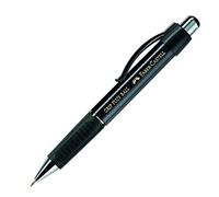 FABER-CASTELL - Penna a sfera GRIP PLUS BALL Nero Metallizzato, ref. M | Mina a prova di cancellazione e zona di presa ergonomica per una scrittura confortevole