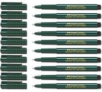 Faber-Castell, penna in fibra Fineliner 1511 con punta sottile di 0,4 mm , nero, 10 Stifte