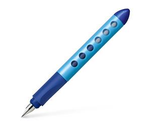FABER-CASTELL - Penna stilografica da scuola Scribolino per mancini, blu | Stilografica ergonomica per chi sta imparando a scrivere con pennino L