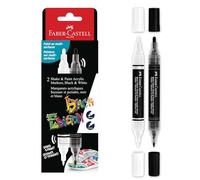 FABER-CASTELL 285503 - Pennarello acrilico Shake&Paint Black Edition, 2 penne acriliche, pennarello con 2 punte rotonde (3 mm e 1 mm)