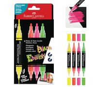 Faber-Castell Pennarelli acrilici 285505 Black Edition Shake&Paint - Set 4, doppia punta 3/1 mm