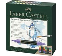 Faber-Castell - Pennarelli ad acquerello Albrecht Dürer, 20 colori | Matite artistiche altamente pigmentate con punta a pennello e punta in fibra per un'applicazione del colore ampia e precisa