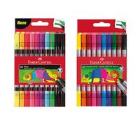 FABER-CASTELL - pennarelli Basic & Neon, 20 pennarelli a doppia punta