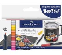 FABER-CASTELL 160705 - Set di pennarelli creativi, 6 pennarelli permanenti, set di penne Summer breeze, per carta, vetro, plastica e molto altro.
