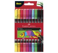Faber Castell Pennarelli Neon A Doppia Punta Fibre 10 Pezzi Set Colore