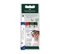 FABER-CASTELL 253942 - Set di pennarelli per lavagna bianca W20, 4 pennarelli per lavagna bianca, cancellabili, punta tonda da 2,25 mm, ricaricabili