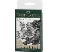 Faber-Castell Art & Graphic Pitt Artist Pen India Ink Pen, Black, Wallet Of 8, F