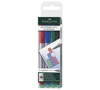 Faber-Castell 152404 - Marcatore Multimark non permanente, forza S, confezione da 4, contenuto 1x ciascuno rosso, blu, verde, nero
