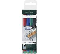 Faber-Castell 1513 04 - Marcatore permanente MULTIMARK, spessore: F, confezione da 4 pezzi, contenuto: 1x ciascuno rosso, blu, verde, nero