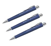 Faber-Castell Poly Ball 241151 - Penna a sfera a scatto con mina grande, 0,5 mm, forma triangolare ergonomica, fusto antiscivolo, clip in metallo, inchiostro indelebile, confezione da 3 pezzi, blu