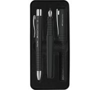 Faber-Castell Set da scrittura 241050 Poly Pen - stilografica (pennino largo) + sfera 0,7 mm nero