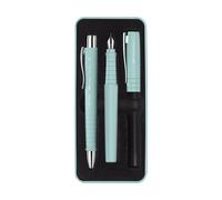 FABER-CASTELL 241053 - Set da scrittura Poly Pen con biro e penna stilografica, blu caribico