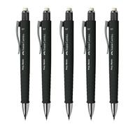 FABER-CASTELL - Portamine Poly Matic nero 0,7 mm, 5 pezzi | Matita a mina con avanzamento automatico della mina per una scrittura confortevole