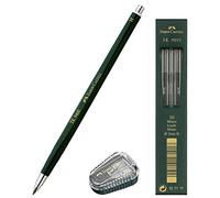 Faber-Castell - Matita per mine TK 9400, spessore mina: 2 mm, durezza: H + mine di ricambio e temperamatite