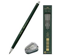Faber-Castell - Matita per mine TK 9400, spessore mina: 2 mm, durezza: B, mine di ricambio e temperamatite