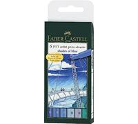 Faber-Castell - Set 6 penne Pitt artist pen, toni di blu, punta a pennello