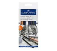 Faber-Castell - Set da disegno a carboncino Goldfaber, 7 pezzi | Set creativo con matite a carboncino e accessori per schizzi, ombreggiature e disegni