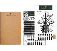 Faber-Castell - Set da disegno con album da schizzi, 9 pezzi | Con 8 pennarelli Pitt Artist Pen e un album da disegno per l’urban sketching e le illustrazioni