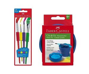 FABER-CASTELL - Set da disegno con bicchiere e pennello, 5 pezzi