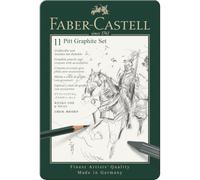 FABER-CASTELL - Set da disegno Pitt Graphite da 11 pezzi in astuccio | Matite e gessetti di grafite di alta qualità con accessori per schizzi, disegni e ombreggiature