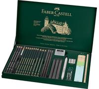 FABER-CASTELL - Set da disegno Pitt Graphite da 26 pezzi in astuccio | Matite e gessetti di grafite professionali con accessori per schizzi, disegni e ombreggiature