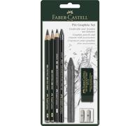 FABER-CASTELL - Set da disegno Pitt Graphite da 7 pezzi | Matite e gessetti di grafite di alta qualità con accessori per schizzi, disegni e ombreggiature