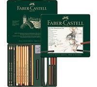 FABER-CASTELL - Set da disegno Pitt Monochrome da 21 pezzi in astuccio | Set Monochrom con matite e gessetti da artista con accessori per schizzi, ritratti e ombreggiature