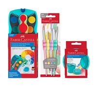 FABER-CASTELL - Set da pittura Connector turchese, con scatola dei colori | Con scatola di acquerelli da 12 colori, 4 pennelli e vaschetta per i pennelli per progetti creativi di pittura