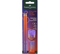 Faber-Castell 118410 - Set da scrittura Flow Punchy Melon, con matite, gomma e temperino