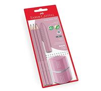 FABER-CASTELL - Set da scrittura Grip 2001 Rose Shadows, 5 pezzi | Con 3 matite B, gomma e temperino per la scuola e gli esami