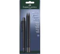 Faber-Castell - Set da scrittura Poly Ball Urban All Black, 3 pezzi | Con penna a sfera XB e 2 matite di durezza B per la scuola, l’ufficio e la vita quotidiana