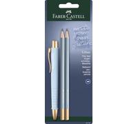 Faber-Castell - Set da scrittura Poly Ball Urban Sky Blue, 3 pezzi | Con penna a sfera XB e 2 matite di durezza B per la scuola, l’ufficio e la vita quotidiana